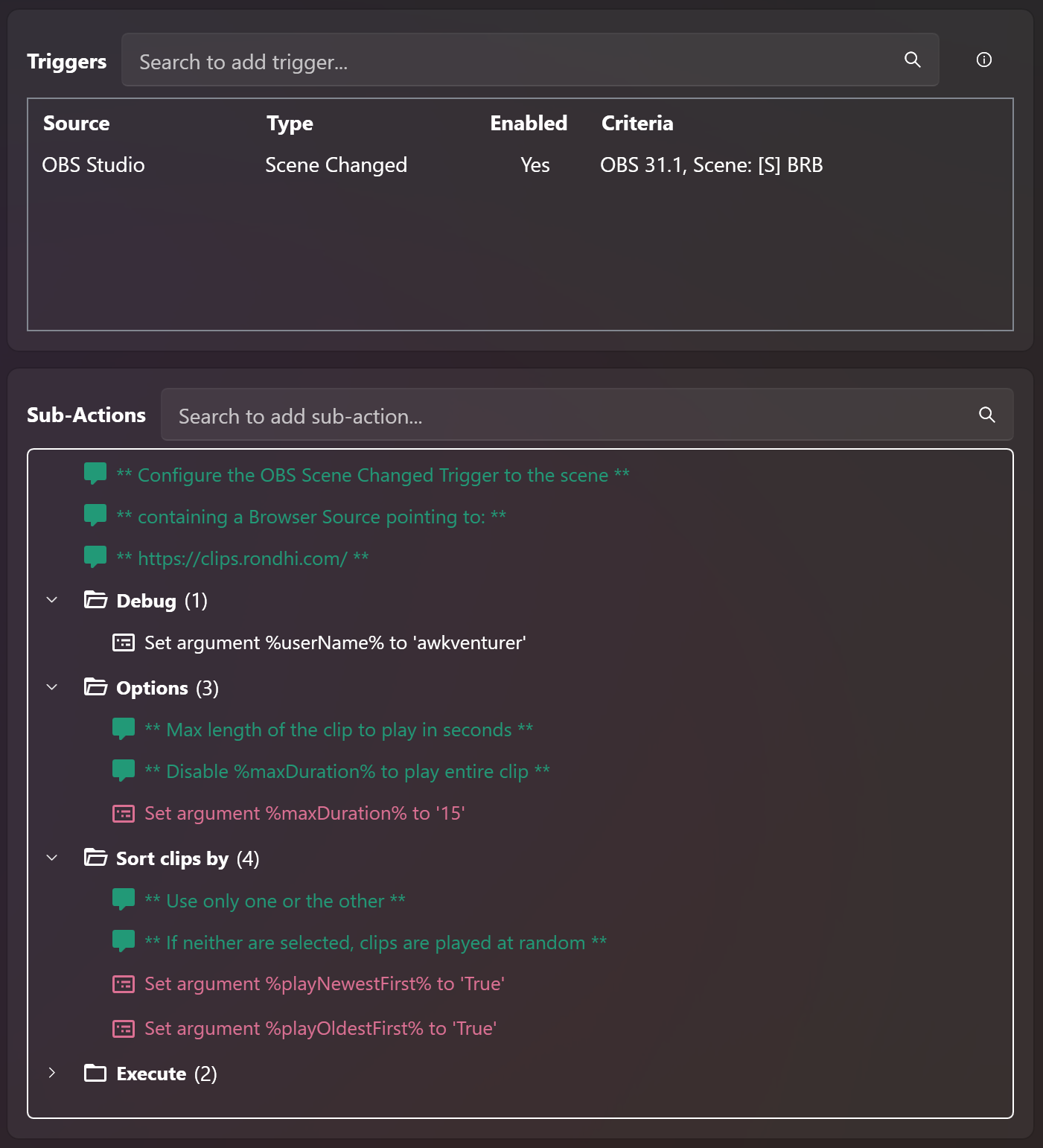 BRB Clip Player action